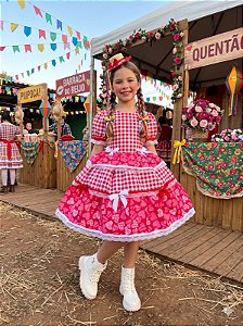 Vestido Junino Luxo Vermelho Festa Junina Luxo