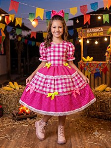 Vestido Junino Luxo Festa Junina Rosa Pink