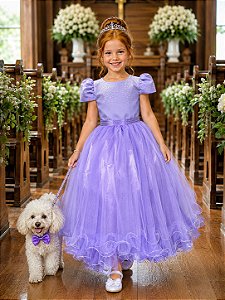 Vestido Infantil Lilás Strass Casamentos Festas Luxo