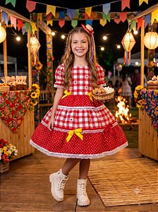Vestido Junino Luxo Vermelho Festa Junina Luxo