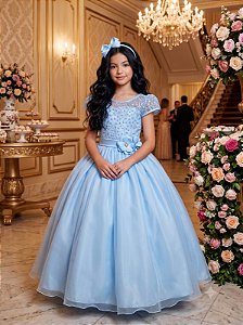 Vestido de Formatura Infantil Azul Bebe Dama Casamento