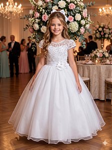 Vestido de Formatura Infantil Branco Longo Dama Casamento Batizado