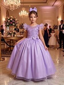 Vestido Infantil Longo Lilas Luxo
