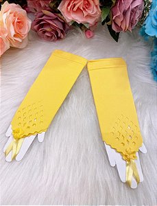 Luva Amarela Infantil Princesas Encantada Amarelo Daminha Casamento