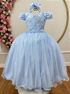 Vestido Infantil Formatura Festa Luxo Daminhas Azul Luxo