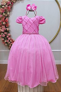 Vestido Infantil Formatura Festa Luxo Daminhas Rosa Luxo
