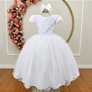 Vestido Infantil Formatura Festa Luxo Daminhas Branco Luxo