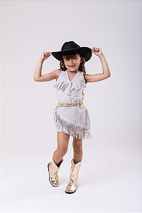 Conjunto Boiadeira Infantil Jeans Off Country Festa Rodeio