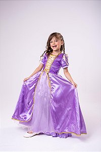 Fantasia Infantil Princesa Lilás Longa para Festa