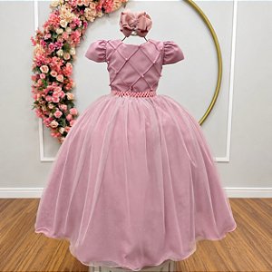 Vestido Infantil Formatura Festa Luxo Daminhas Rose Luxo