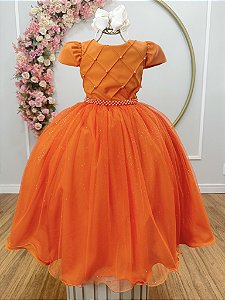 Vestido Infantil Formatura Festa Luxo Daminhas Terracota Luxo