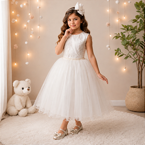 Vestido Infantil Marfim Casamento Festa Luxo Daminhas