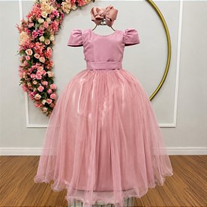 Vestido Infantil Formatura Festas Luxo Daminhas Rose