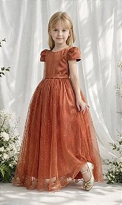 Vestido Infantil Formatura Festas Luxo Daminhas Terracota