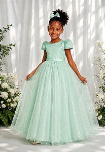 Vestido Infantil Formatura Festas Luxo Daminhas Verde Menta