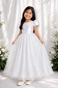 Vestido Infantil Formatura Festas Luxo Daminhas Branco