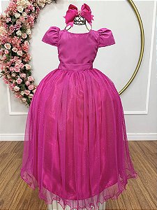Vestido Infantil Formatura Festas Luxo Daminhas Pink