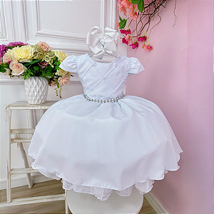 Vestido Infantil Branco Daminha Casamento Batizado Festa Luxo