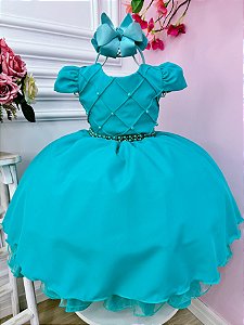 Vestido Infantil Verde Tiffany Daminha Casamento Festa Luxo