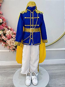 Fantasia Príncipe Realeza Azul Royal Infantil Luxo 1 A 12