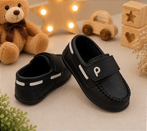 Mocassim Preto Infantil Menino Social Pajem Casual