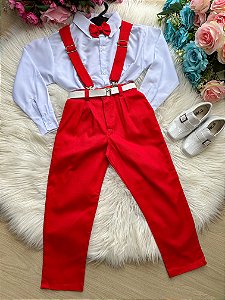 Conjunto Social de Menino Infantil Suspensório Festa Luxo Casamento Formatura