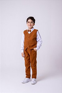 Conjunto Infantil Menino Social Colete Casamento Caramelo
