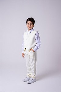 Conjunto Infantil Menino Social Colete Casamento Amarelo Claro