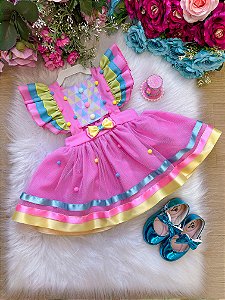 Vestido Princesa Circo Doces Doceria Romper Menina Mesversário Candy Color