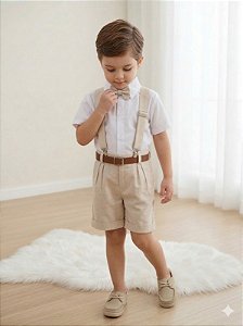 Conjunto Menino Social Linho Shorts Pajem Casamento