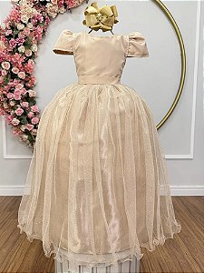 Vestido Infantil Formatura Festas Luxo Daminhas Dourado