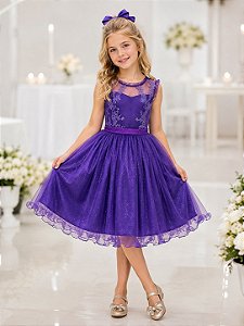 Vestido Infantil Roxo Festa Formatura Brilho Luxo