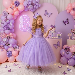 Vestido Infantil Lilas Jardim Encantado Festa Luxo Casamento