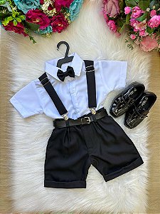 Conjunto Social Infantil Menino Shorts Preto Casamento