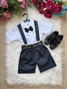 Conjunto Infantil Social Azul Petroleo Batizado Roupa Pajem