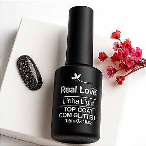 Top Coat com Glitter Chameleon 12ml – Linha Light Real Love