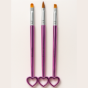 Kit 3 Pincéis para Unhas Profissionais – Chanfrado, Língua de Gato e Acrílico