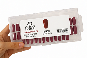Unha Postiça Bailarina Bordo Realista D&Z | Kit 240 Unhas