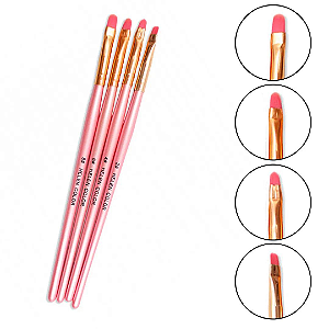 Kit Pincel Lingua de Gato Rosa Helen color 4un