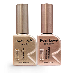 Kit Super Base coat e Top Coat Diamante Linha Pro Real Love 10ml