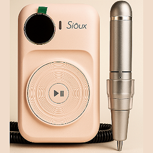 Motor Portátil Creme Recarregável 45.000 RPM Bivolt Sioux + Kit Brocas + Cabo USB