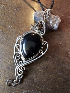 Pingente Obsidiana Negra e Obsidiana Mahogany