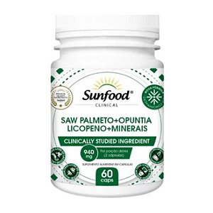 Saw Palmetto, Opuntia, Licopeno e Minerais 940mg 60caps - Sunfood