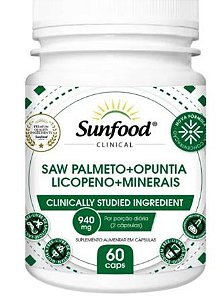 Saw Palmeto, Opuntia, Licopeno e Minerais 60caps 940mg - Sunfood