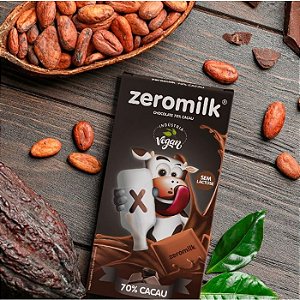 Chocolate 70% Cacau sem Lactose 70g - Zeromilk