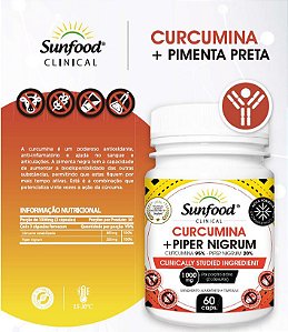 Curcumina + Piper Nigrum 60caps 1000mg - Sunfood
