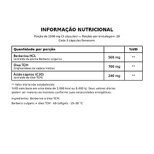 Berberina HCL 1500mg 60 cápsulas - Sunfood