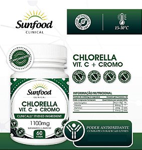 Chlorella Vit. C + Cromo 1100mg 60caps - Sunfood
