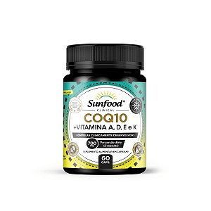 CoQ10 + Vitamina A, D, E e K 700mg Caps - Sunfood