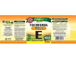 Vitamina E Tecoferol 400UI 60Caps 1000Mg - Unilife